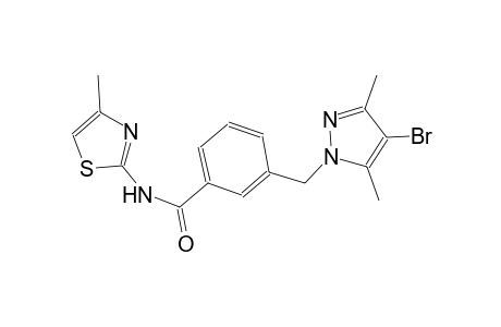 3-[(4-bromo-3,5-dimethyl-1H-pyrazol-1-yl)methyl]-N-(4-methyl-1,3-thiazol-2-yl)benzamide