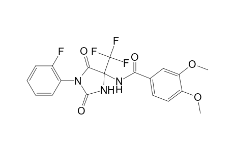 N-[1-(2-fluorophenyl)-2,5-bis(oxidanylidene)-4-(trifluoromethyl)imidazolidin-4-yl]-3,4-dimethoxy-benzamide