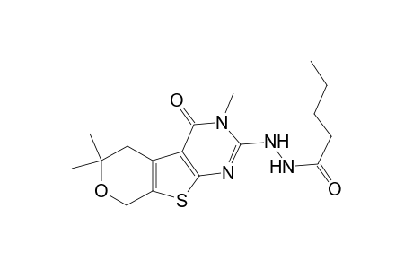 N'-(3,6,6-trimethyl-4-oxo-3,5,6,8-tetrahydro-4H-pyrano[4',3':4,5]thieno[2,3-d]pyrimidin-2-yl)pentanohydrazide