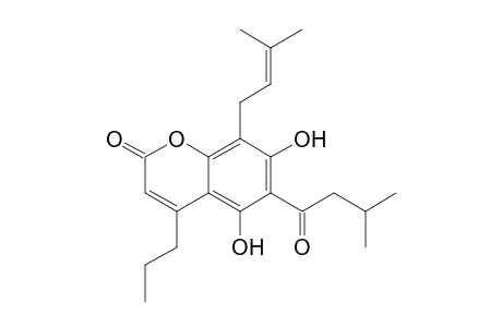 Coumarin, 5,7-dihydroxy-6-isovaleryl-8-(3-methyl-2-butenyl)-4-propyl-