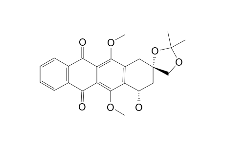 9,1'-O-ISOPROPYLIDENE-DERIVATE-OF-(7S,9S)-7,9-DIHYDROXY-9-HYDROXYMETHYL-6,11-DIMETHOXY-7,8,9,10-TETRAHYDRONAPHTHACENE-5,12-DIONE