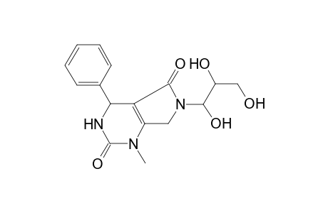 1-Methyl-4-phenyl-6-(1,2,3-trihydroxy-propyl)-3,4,6,7-tetrahydro-1H-pyrrolo[3,4-d]pyrimidine-2,5-dione