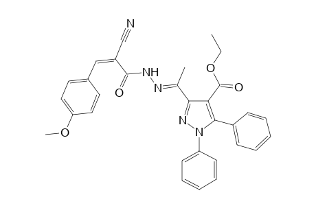 Ethyl 3-((E)-1-(2-((Z)-2-cyano-3-(4-methoxyphenyl)acryloyl)hydrazono)ethyl)-1,5-diphenyl-1H-pyrazole-4-carboxylate