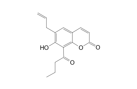2-Oxo-7-hydroxy-6-allyl-8-butanoylcoumarin