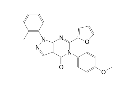4H-pyrazolo[3,4-d]pyrimidin-4-one, 6-(2-furanyl)-1,5-dihydro-5-(4-methoxyphenyl)-1-(2-methylphenyl)-