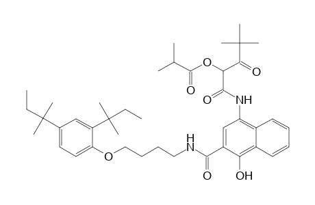Propanoic acid, 2-methyl-, 1-[[[3-[[[4-[2,4-bis(1,1-dimethylpropyl)phenoxy]butyl]amino]carbonyl]-4-hydroxy-1-naphthalenyl]amino]carbonyl]-3,3-dimethyl-2-oxobutyl ester