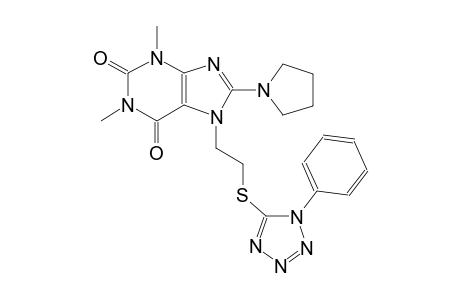 1,3-dimethyl-7-{2-[(1-phenyl-1H-tetraazol-5-yl)sulfanyl]ethyl}-8-(1-pyrrolidinyl)-3,7-dihydro-1H-purine-2,6-dione