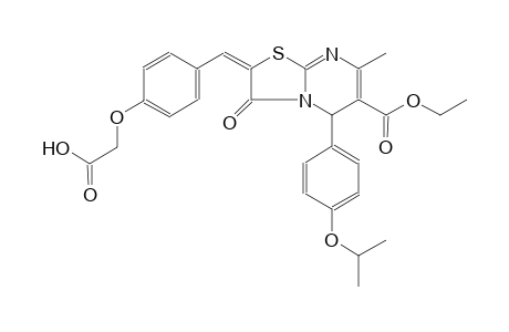 {4-[(E)-(6-(ethoxycarbonyl)-5-(4-isopropoxyphenyl)-7-methyl-3-oxo-5H-[1,3]thiazolo[3,2-a]pyrimidin-2(3H)-ylidene)methyl]phenoxy}acetic acid