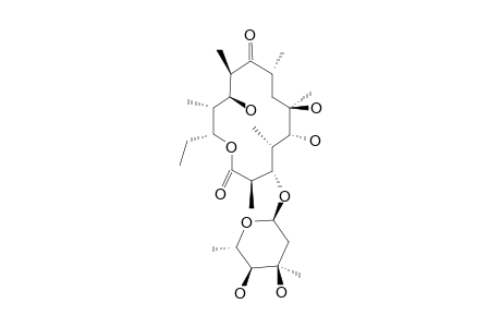 3-O-MYCAROSYLERYTHRONOLIDE-B;[3R-(3R*,4S*,5S*,6R*,7R*,9R*,11R*,12R*,13S,14R*)]-4-[(2,6-DIDEOXY-3-C-METHYL-ALPHA-L-RIBO-HEXOPYRANOSYL)-OXY]-1