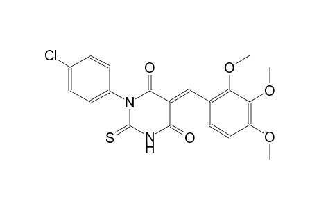4,6(1H,5H)-pyrimidinedione, 1-(4-chlorophenyl)dihydro-2-thioxo-5-[(2,3,4-trimethoxyphenyl)methylene]-, (5E)-