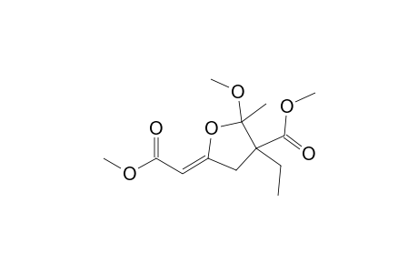 3-Ethyl-2-methoxy-5-methoxycarbonylmethylene-2-methyltetrahydrofuran-3-carboxylic acid methyl ester