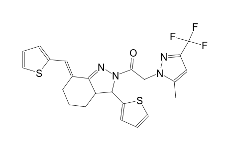(7E)-2-{[5-methyl-3-(trifluoromethyl)-1H-pyrazol-1-yl]acetyl}-3-(2-thienyl)-7-(2-thienylmethylene)-3,3a,4,5,6,7-hexahydro-2H-indazole
