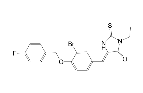 (5Z)-5-{3-bromo-4-[(4-fluorobenzyl)oxy]benzylidene}-3-ethyl-2-thioxo-4-imidazolidinone