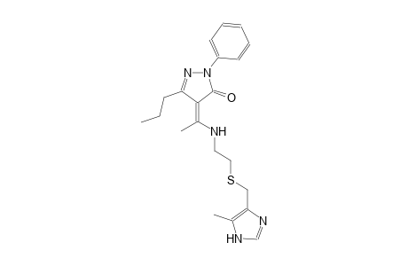 3H-pyrazol-3-one, 2,4-dihydro-4-[1-[[2-[[(5-methyl-1H-imidazol-4-yl)methyl]thio]ethyl]amino]ethylidene]-2-phenyl-5-propyl-, (4Z)-