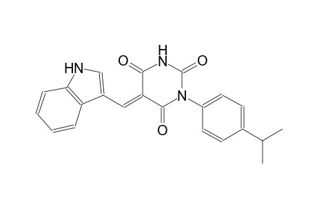 (5E)-5-(1H-indol-3-ylmethylene)-1-(4-isopropylphenyl)-2,4,6(1H,3H,5H)-pyrimidinetrione