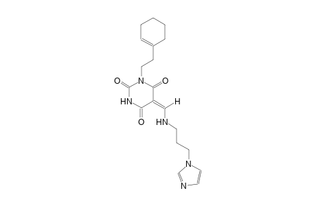 (5E)-1-[2-(1-cyclohexen-1-yl)ethyl]-5-({[3-(1H-imidazol-1-yl)propyl]amino}methylene)-2,4,6(1H,3H,5H)-pyrimidinetrione