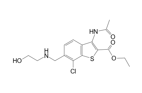 Benzo[b]thiophene-2-carboxylic acid, 3-acetylamino-7-chloro-6-[(2-hydroxyethylamino)methyl]-, ethyl ester