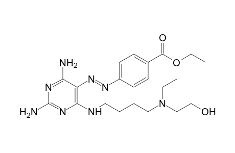 p-{{2,4-diamino-6-{4-{[ethyl(2-hydroxyethyl)amino]butyl}amino}pyrimidin-5-yl}azo}benzoic acid, ethyl ester
