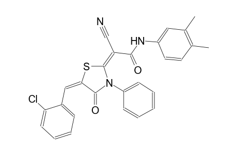 (2E)-2-[(5E)-5-(2-chlorobenzylidene)-4-oxo-3-phenyl-1,3-thiazolidin-2-ylidene]-2-cyano-N-(3,4-dimethylphenyl)ethanamide