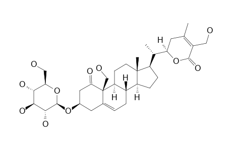 WITHALONGOLIDE_I;3-O-BETA-D-GLUCOPYRANOSYL-19,27-DIHYDROXY-1-OXO-WITHA-5,24-DIENOLIDE