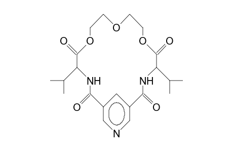 (4S,14S)-4,14-Diisopropyl-6,9,12-trioxa-3,15,19-triaza-bicyclo(15.3.1)heneicosa-1(21),17,19-triene-2,5,13,16-tetrone