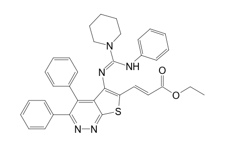 6-(2-Ethoxycarbonylvinyl)-3,4-diphenyl-5-(phenylaminopiperidin-1-ylmethyleneamino)thieno[2,3-c]pyridazine