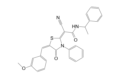 (2E)-2-cyano-2-[(5E)-5-(3-methoxybenzylidene)-4-oxo-3-phenyl-1,3-thiazolidin-2-ylidene]-N-(1-phenylethyl)ethanamide