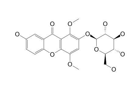 PRUNIFLOROSIDE-B;7-HYDROXY-1,4-DIMETHOXY-2-O-BETA-D-GLUCOPYRANOSYL-XANTHONE