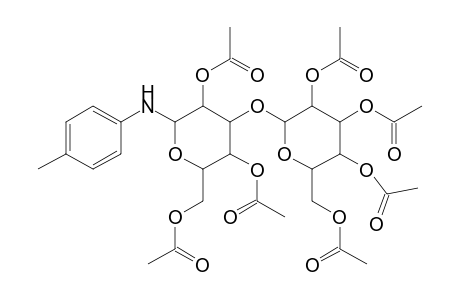 D-Glucopyranosylamine, N-(4-methylphenyl)-3-O-(2,3,4,6-tetra-O-acetyl-.beta.-D-glucopyranosyl)-, 2,4,6-triacetate