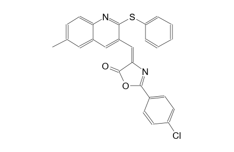 5(4H)-oxazolone, 2-(4-chlorophenyl)-4-[[6-methyl-2-(phenylthio)-3-quinolinyl]methylene]-, (4E)-