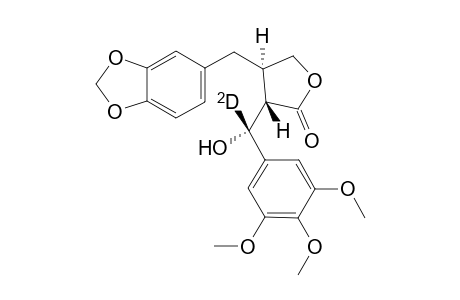 (3S,4R)-4-[(3',4'-Methylenedioxy)benzyl]-3-[3",4",5"-trimethoxy-.alpha.(R)-hydroxy-.alpha.-deuteriobenzyl]-tetrahydrofuran-2-one