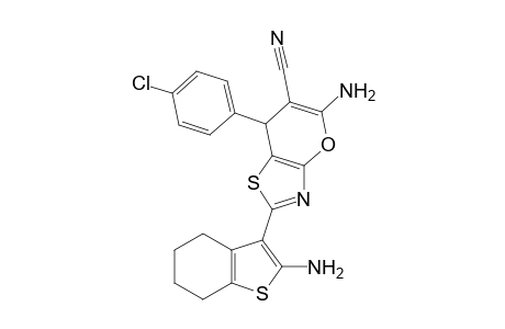 5-Amino-2(2-amino-4,5,6,7-tetrahydrobenzo[b]thiophen-3-yl)-7-(4-chloro-phenyl)-7H-pyrano[2,3-d]thiazole-6-carbonitrile