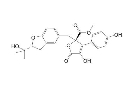 Butyrolactone IV [3-Hydroxy-5-{2-(1-hydroxy-1-methylethyl)-2(R)-2,3-dihydrobenzo[b]furan-5-ylmethyl}-4-(4-hydroxyphenyl)-5-methoxycarbonyl-(5R)-2,5-dihydro-2-furanone]