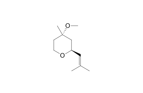 anti-(2SR,4SR)-3,4,5,6-Tetrahydro-4-methoxy-4-methyl-2-(2-methylprop-1-en-1-yl)-2Hpyran