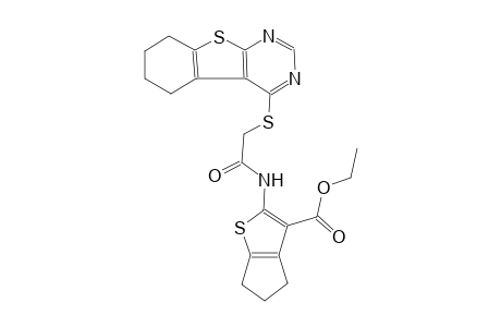 4H-cyclopenta[b]thiophene-3-carboxylic acid, 5,6-dihydro-2-[[[(5,6,7,8-tetrahydrobenzo[4,5]thieno[2,3-d]pyrimidin-4-yl)thio]acetyl]amino]-, ethyl ester