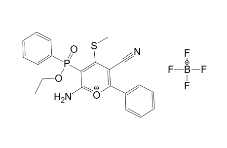 2-Amino-5-cyano-3-(ethoxy-phenyl-phosphinoyl)-4-methylsulfanyl-6-phenyl-pyranylium tetrafluoroborate