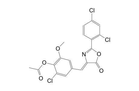 2-chloro-4-[(Z)-(2-(2,4-dichlorophenyl)-5-oxo-1,3-oxazol-4(5H)-ylidene)methyl]-6-methoxyphenyl acetate