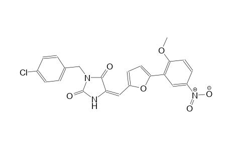 (5E)-3-(4-chlorobenzyl)-5-{[5-(2-methoxy-5-nitrophenyl)-2-furyl]methylene}-2,4-imidazolidinedione