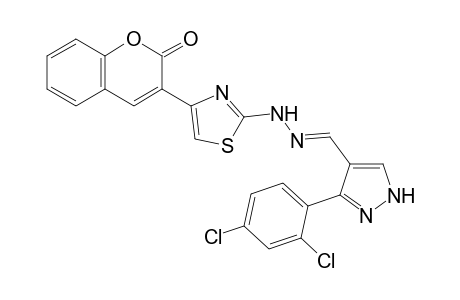 3-[2,4-Dichlorophenyl]-1H-pyrazole-4-carbaldehyde[4-(2-oxo-2H-chromen-3-yl)-1,3-thiazol-2-yl]hydrazone