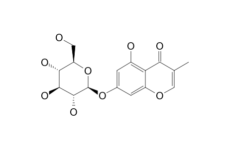 TAKANECHROMONE-A;5,7-DIHYDROXY-3-METHYL-CHROMONE-7-O-BETA-D-GLUCOPYRANOSIDE