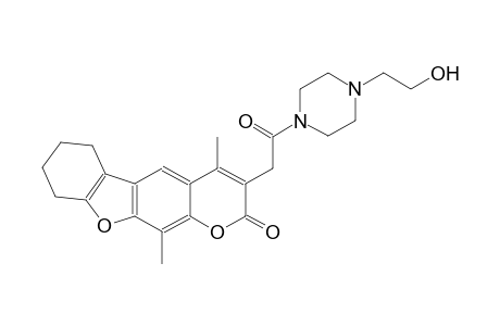 2H-benzofuro[3,2-g][1]benzopyran-2-one, 6,7,8,9-tetrahydro-3-[2-[4-(2-hydroxyethyl)-1-piperazinyl]-2-oxoethyl]-4,11-dimethyl-