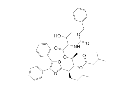 (+)-(1R,2R,3S)-2-(3-(N-Benzyloxycarbonyl-L-threonyloxy)-1-n-butyl-2-isobutylcarbonyloxybutyl)-4,5-diphenyloxazole