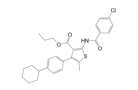 propyl 2-[(4-chlorobenzoyl)amino]-4-(4-cyclohexylphenyl)-5-methyl-3-thiophenecarboxylate