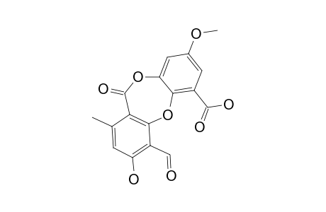 SUBPSOROMIC-ACID;4-FORMYL-3-HYDROXY-8-METHOXY-1-METHYL-11-OXO-11H-DIBENZO-[B,E]-[1,4]-DIOXEPIN-6-CARBOXYLIC-ACID