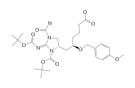 (+)-(5R,4'S)-6-[N,3'-BIS-(TERT.-BUTOXYCARBONYL)-1'-CARBAMOYL-2'-IMINOIMIDAZOLIDIN-4'-YL]-5-(PARA-METHOXYBENZYLOXY)-HEXANOIC-ACID
