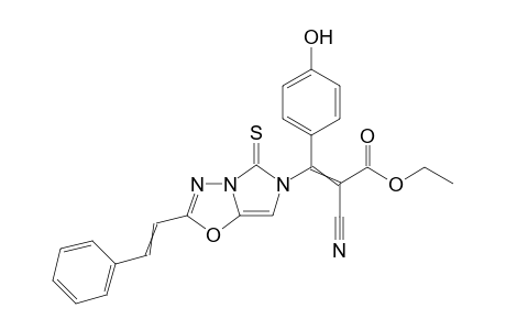 Ethyl 2-cyano-3-(4-hydroxyphenyl)-3-(2-styryl-5-thioxoimidazo[5,1-b][1,3,4]oxadiazol-6(5H)-yl)acrylate