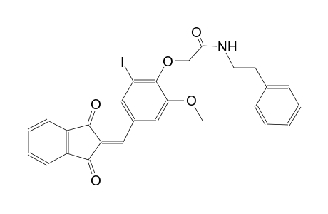 2-{4-[(1,3-dioxo-1,3-dihydro-2H-inden-2-ylidene)methyl]-2-iodo-6-methoxyphenoxy}-N-(2-phenylethyl)acetamide