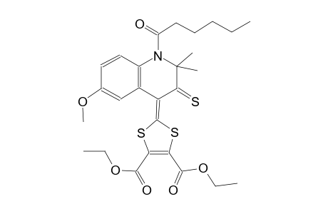 1,3-dithiole-4,5-dicarboxylic acid, 2-(2,3-dihydro-6-methoxy-2,2-dimethyl-1-(1-oxohexyl)-3-thioxo-4(1H)-quinolinylidene)-, diethyl ester