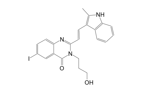 3-(3-hydroxypropyl)-6-iodo-2-[(E)-2-(2-methyl-1H-indol-3-yl)ethenyl]-4(3H)-quinazolinone