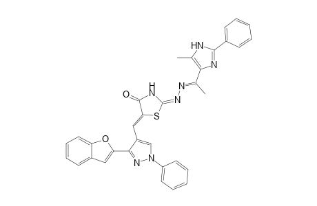 5-{[3-(Benzofuran-2-yl)-1-phenyl-1H-pyrazol-4-yl]methylene}-2-((1-(5-methyl-2-phenyl-1H-imidazol-4-yl)ethylidene)hydrazono)thiazolidin-4-one